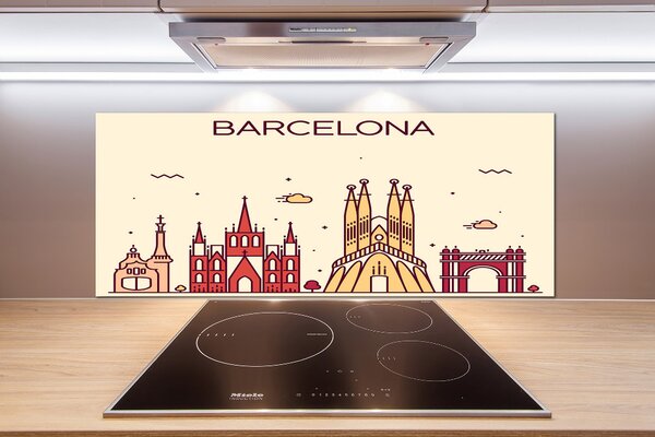 Sticlă printata bucătărie inscripția Barcelona