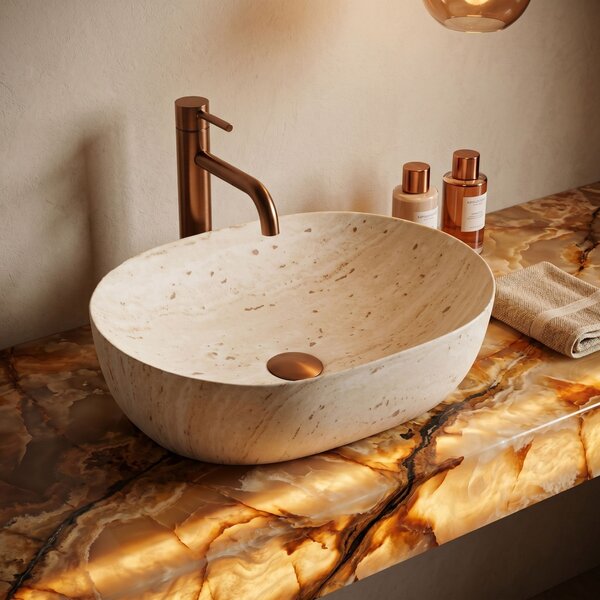 Lavoar pentru blat Rea Amelia Travertine Classic 48