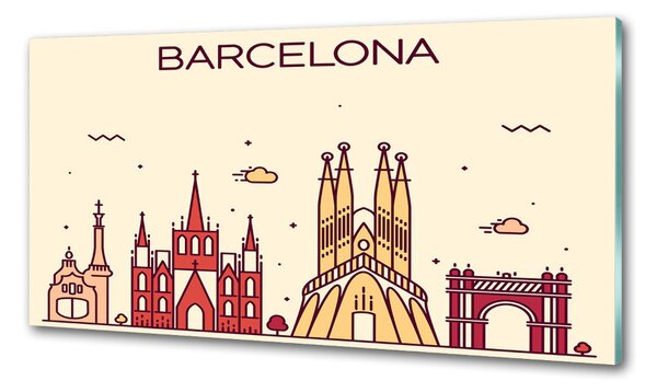 Sticlă printata bucătărie inscripția Barcelona