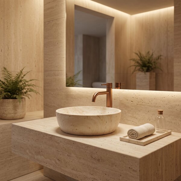 Lavoar pentru blat Rea Amelia Travertine Classic 48