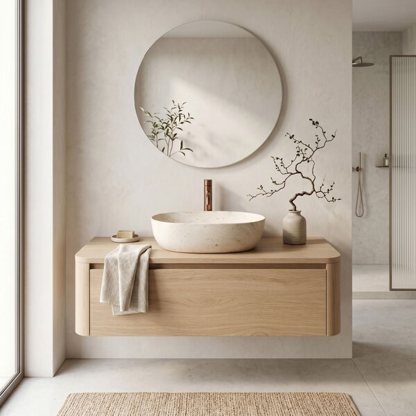 Lavoar pentru blat Rea Amelia Travertine Classic 48