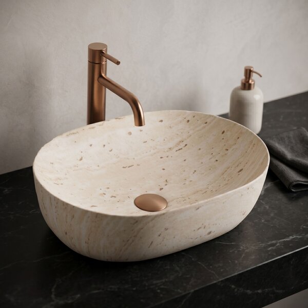 Lavoar pentru blat Rea Amelia Travertine Classic 48
