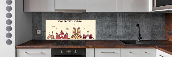 Sticlă printata bucătărie inscripția Barcelona