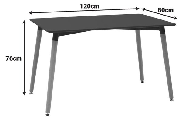 Set masa si scaune dining, 5 buc, Julita Natali, Gri, 120x80x76 cm