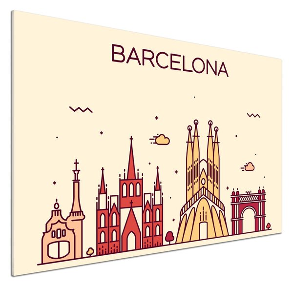 Sticlă printata bucătărie inscripția Barcelona
