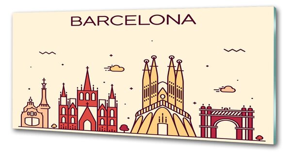 Sticlă printata bucătărie inscripția Barcelona
