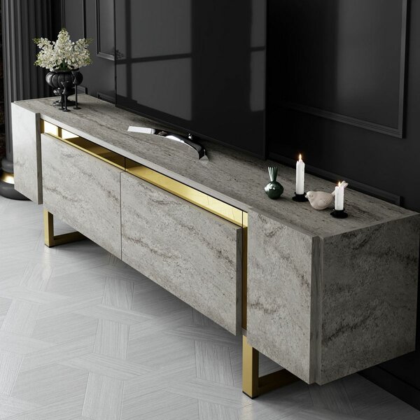 Măsuță TV Yildiz Travertine and Gold