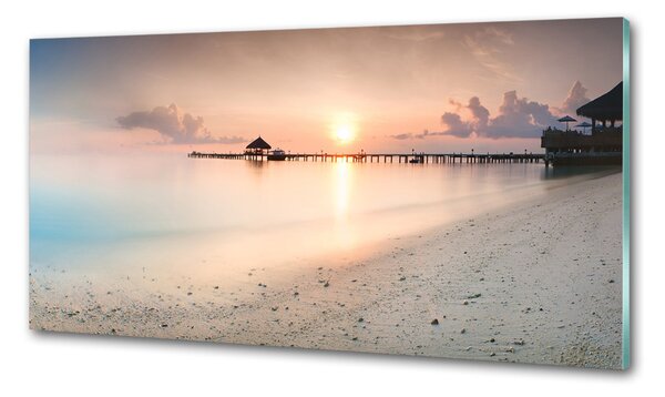 Panou sticlă bucătărie plaja Maldive