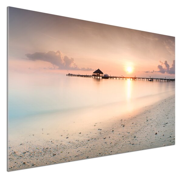 Panou sticlă bucătărie plaja Maldive
