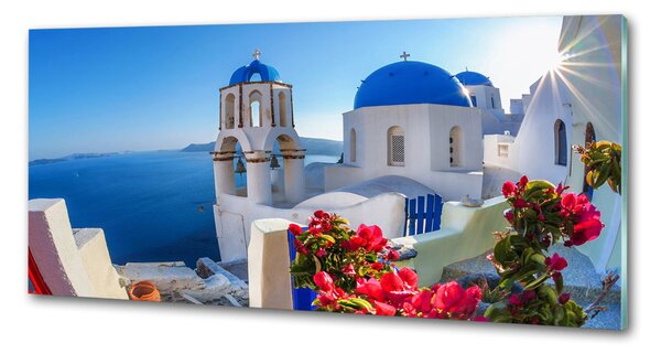 Sticlă pentru bucătărie Santorini Grecia