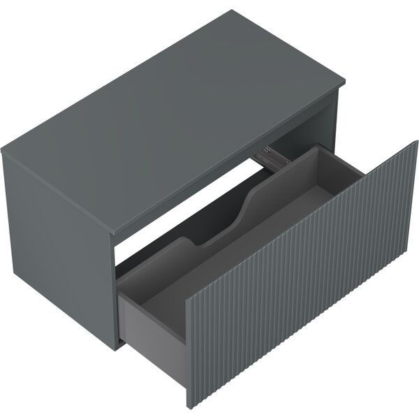 Mexen Rivel, mobilier baie 90 cm cu blat, 1 sertar, canelat, grafit mat - 91A20-09047-1-BFC66