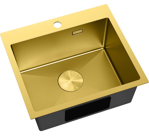 Chiuvetă Mexen Solix, din oțel inoxidabil cu 1 compartiment, 500 x 450 mm, auriu periat, model fagure, 6402501000-55HC