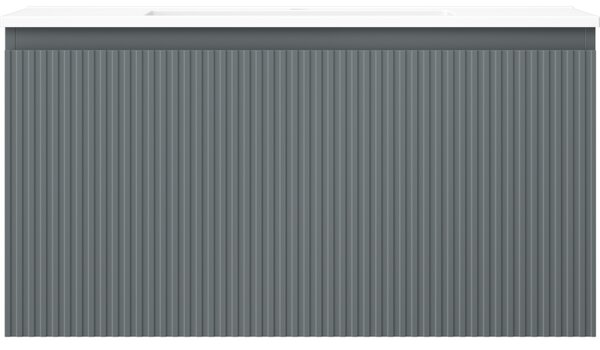Mexen Rivel, mobilier baie 90 cm cu lavoar Otis, 1 sertar, canelat, grafit mat/alb mat, 91A20-09047-1-BF66-W18M01