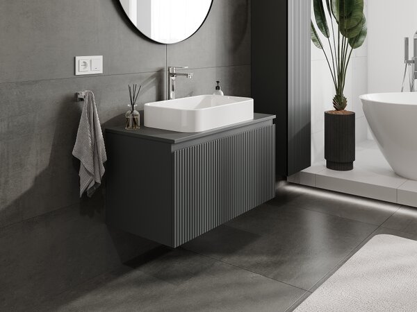 Mexen Rivel, mobilier baie 90 cm, 1 sertar, canelat, grafit mat, 91A20-09047-1-BF66