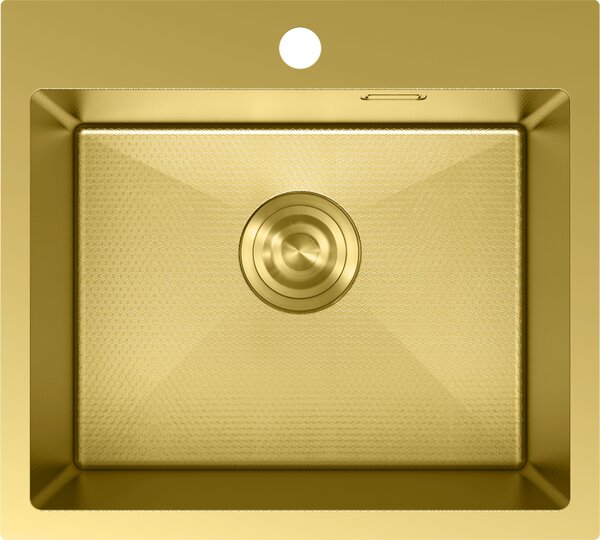 Chiuvetă Mexen Solix, din oțel inoxidabil cu 1 compartiment, 500 x 450 mm, auriu periat, model fagure, 6402501000-55HC