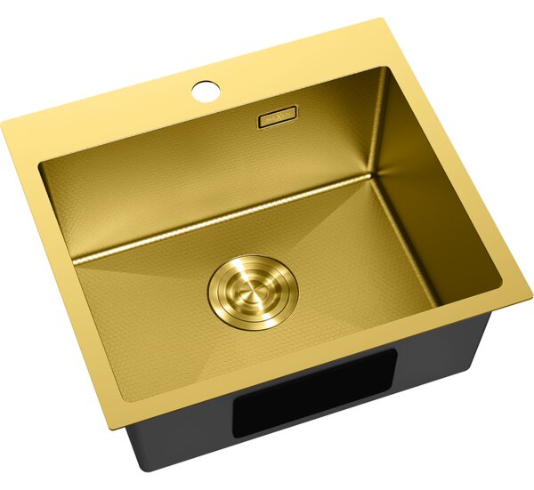 Chiuvetă Mexen Solix, din oțel inoxidabil cu 1 compartiment, 500 x 450 mm, auriu periat, model fagure, 6402501000-55HC