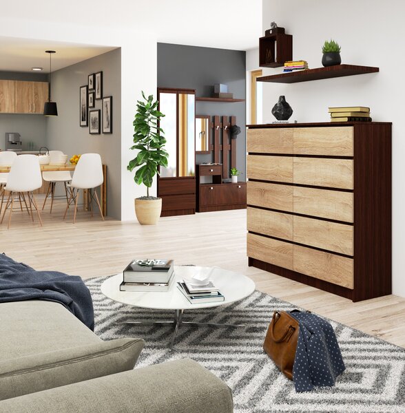 Comodă Kapil III (wenge + Stejar sonoma). Promo -21%. 1151983
