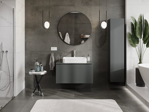 Mexen Rivel, mobilier baie 90 cm, 1 sertar, canelat, grafit mat, 91A20-09047-1-BF66