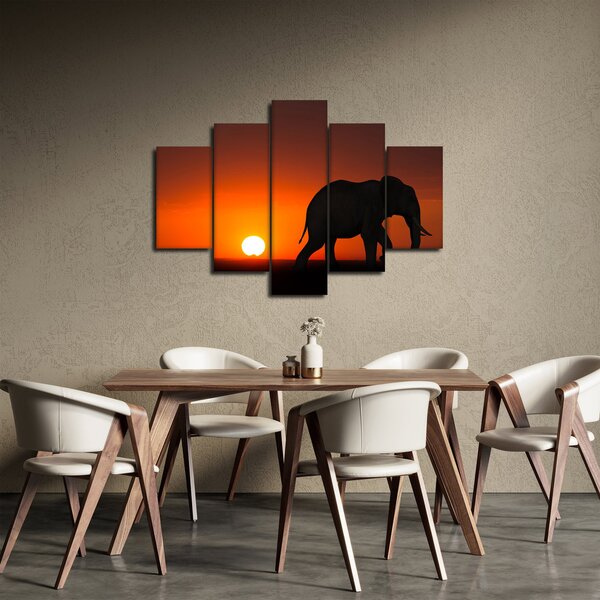 Tablou cu elefant în apus de soare (150x105 cm)