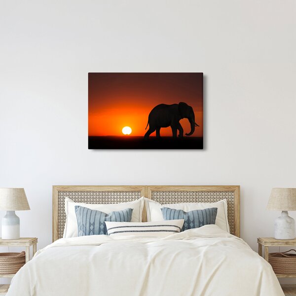Tablou cu elefant în apus de soare (90x60 cm)