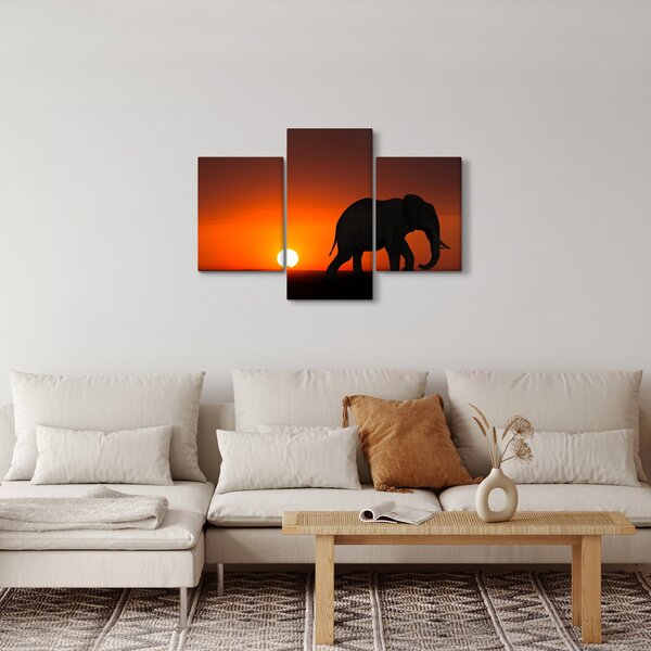 Tablou cu elefant în apus de soare (90x60 cm)
