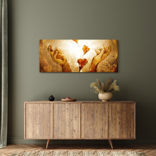 Tablou - pictura mâinilor pline de dragoste (120x50 cm)