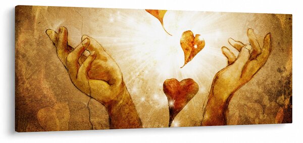 Tablou - pictura mâinilor pline de dragoste (120x50 cm)