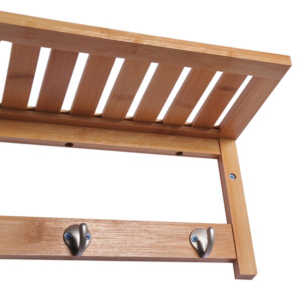 HOMCOM Cuier de Perete Raft Cuier in Bambù, 50x17x20cm | Aosom Romania