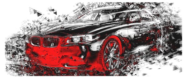 Tablou - Mașina pictată în acțiune (120x50 cm)