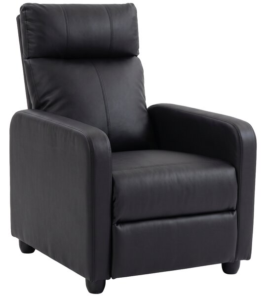 HOMCOM Fotoliu Relax Reclinabil Manual 155° cu Suport pentru Picioare din piele ecologică PU, pentru Living și Dormitor, Negru | Aosom Romania