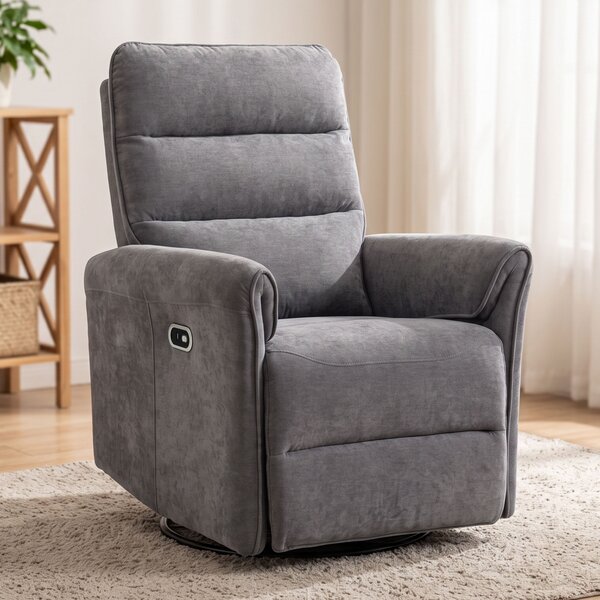 HOMCOM Fotoliu relax electric 155° cu suport pentru picioare, tapițat, rotire 270°, balansoar, șenilă, gri | Aosom Romania
