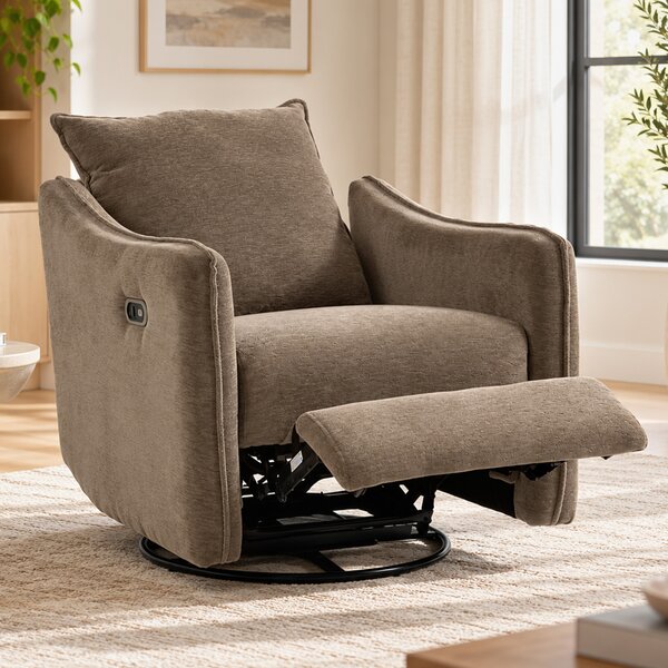 HOMCOM Fotoliu Recliner Electric 155° cu Suport pentru Picioare, Rotire 270°, Șezut Lat, Balans, Șenilă, Kaki | Aosom Romania