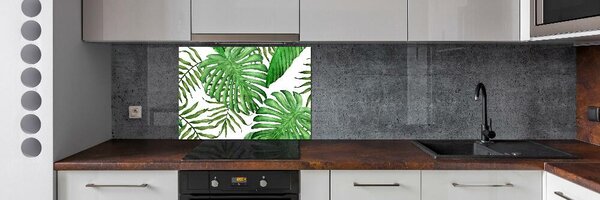 Panou sticlă bucătărie frunze tropicale