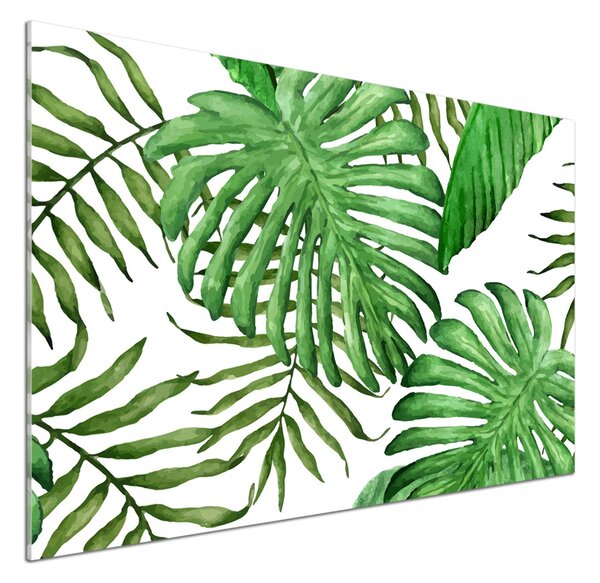 Panou sticlă bucătărie frunze tropicale