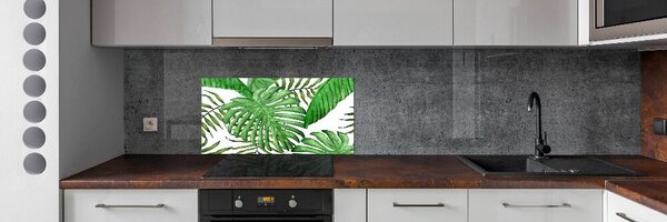 Panou sticlă bucătărie frunze tropicale