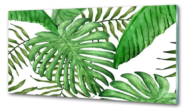 Panou sticlă bucătărie frunze tropicale