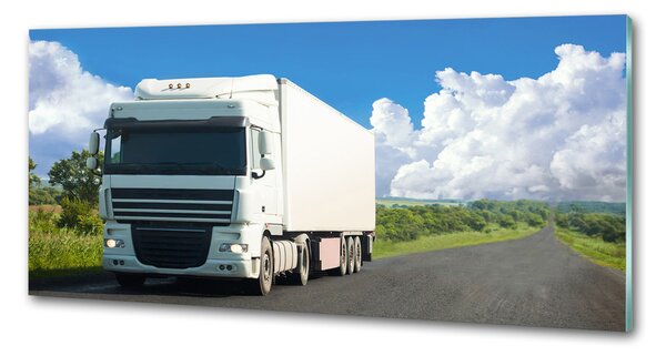 Panou sticlă bucătărie camion alb