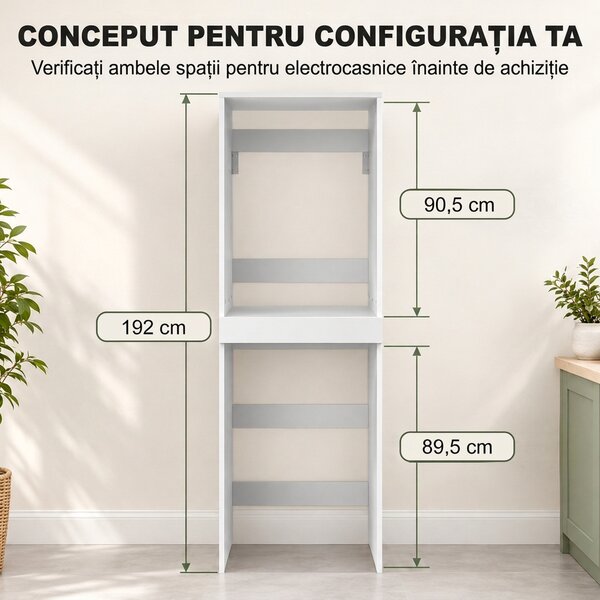 HOMCOM Dulap Compact pentru Mașină de Spălat și Uscător cu Suport Extensibil pentru Haine, Alb | Aosom Romania