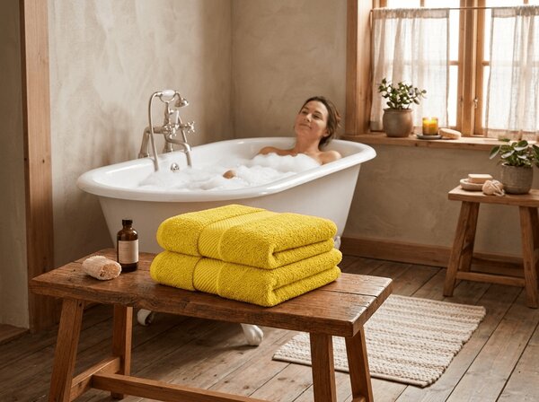 Prosop de baie EMBORIA 70x140 cm galben, 100% bumbac