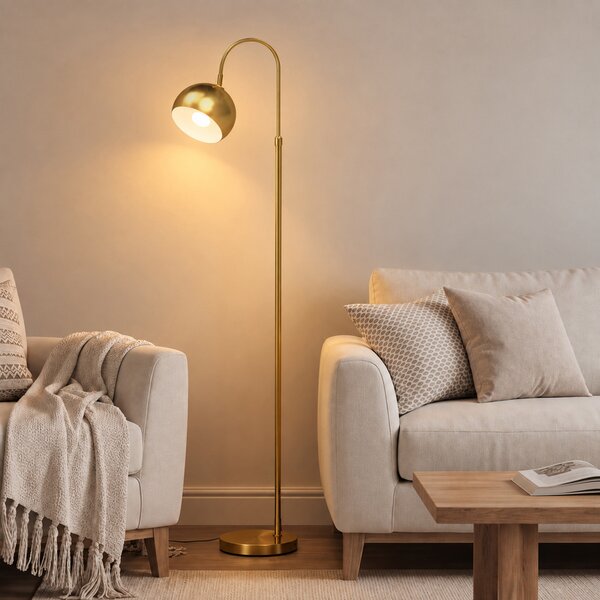 HOMCOM Lampadar modern 40W E27, înălțime reglabilă, abajur orientabil, întrerupător cu pedală, auriu | Aosom Romania