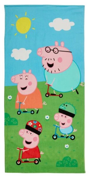 Prosop de plaja pentru copii PEPPA PIG 70x140 cm colorat, 100% bumbac velur