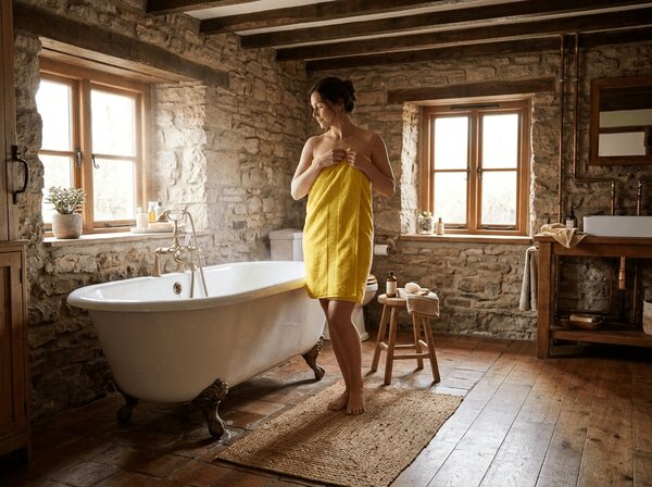 Prosop de baie EMBORIA 70x140 cm galben, 100% bumbac
