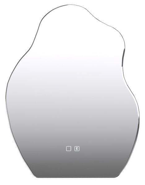 HOMCOM Oglindă baie LED 80 x 60 cm, 3 culori, design neregulat, Bluetooth, antiaburire, touch | Aosom Romania