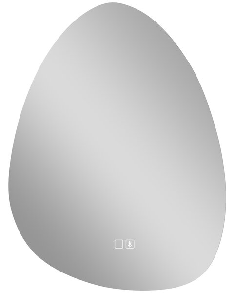 HOMCOM Oglindă de baie cu LED, 3 culori, 50x70 cm, neregulată, Bluetooth, anti-aburire, touch | Aosom Romania