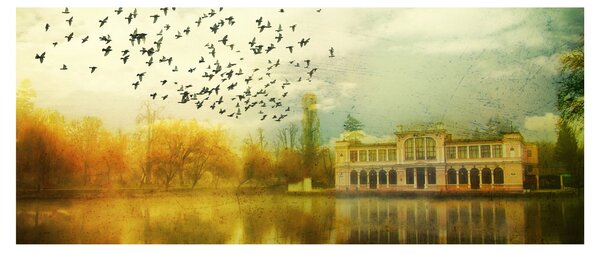 Tablou peisajului pictat cu sediul (120x50 cm)