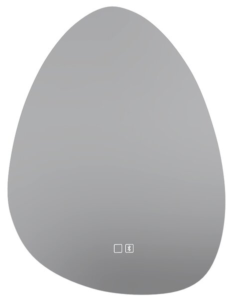 HOMCOM Oglindă de baie cu LED, 3 culori, 60x80 cm, neregulată, Bluetooth, antiaburire, touch | Aosom Romania