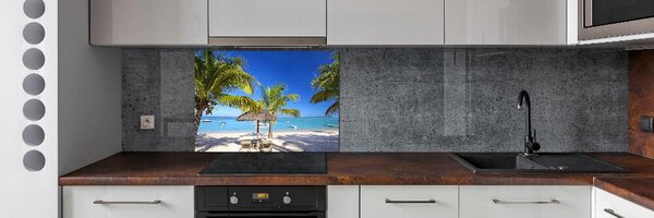 Sticlă printata bucătărie plaja Mauritius