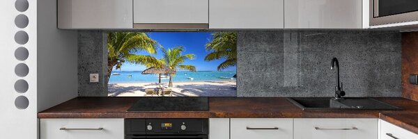 Sticlă printata bucătărie plaja Mauritius