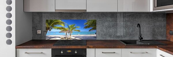 Sticlă printata bucătărie plaja Mauritius