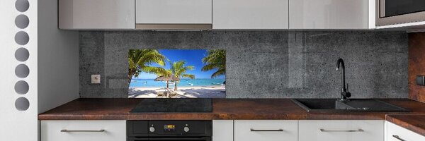 Sticlă printata bucătărie plaja Mauritius